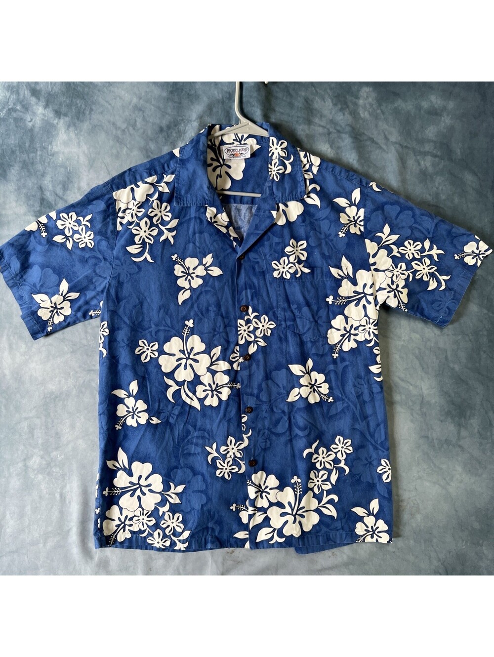 Pacific Legend Men's Button Hawaiian Shirt Size Large Blue USA 100% cotton